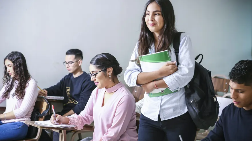 College students in a classroom
